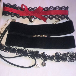 Elegant Black and Red Choker Necklace Set